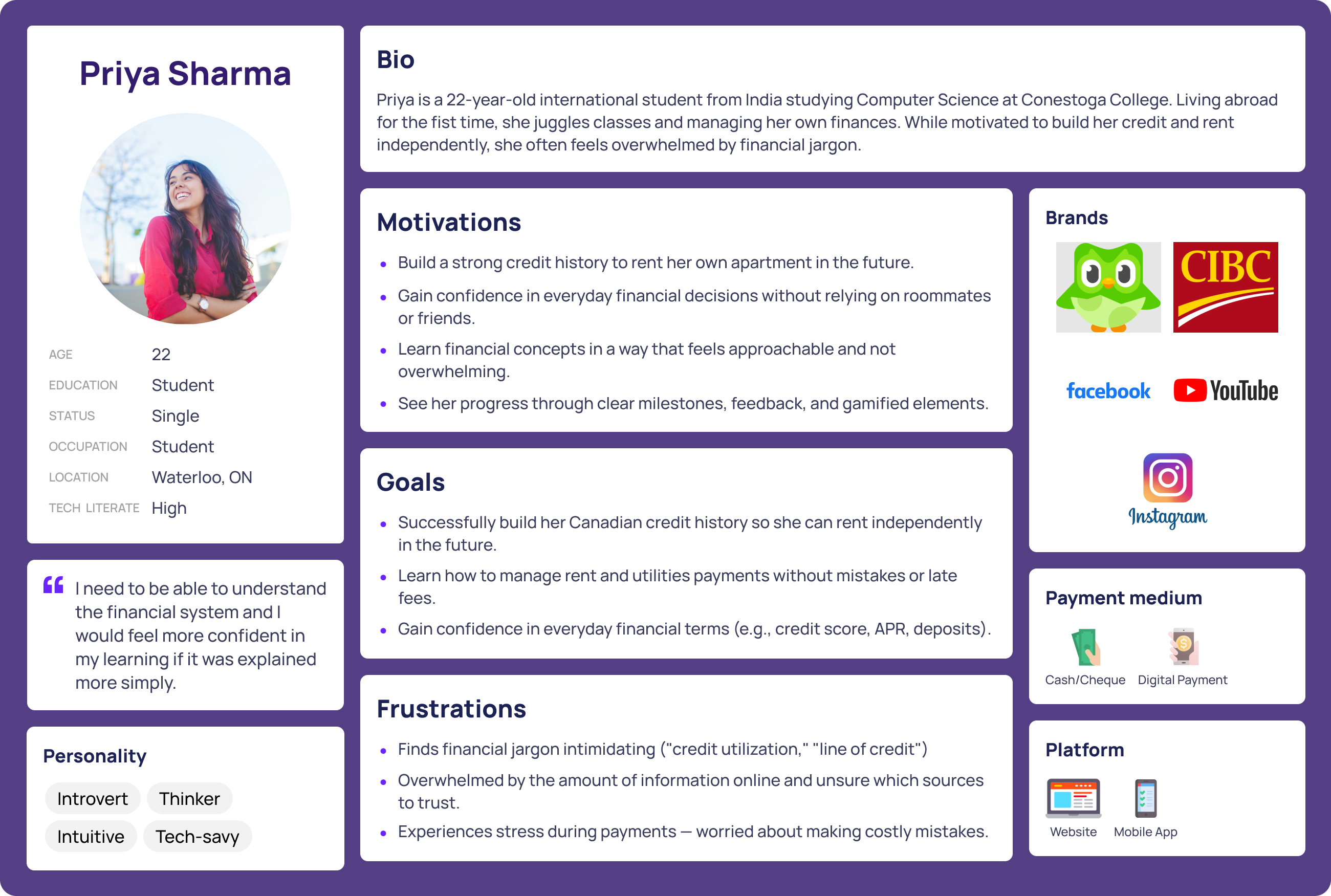 User Persona for Priya Sharma